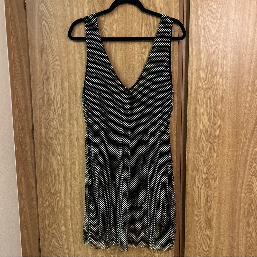 SLA the label dress black rhinestone